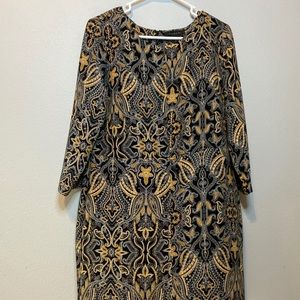 Tahari black and yellow floral dress